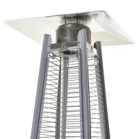 Outsunny Aquecedor a Gás para Exterior Pirâmide 10,5KW Aquecedor de Exterior de Propano Aço Inoxidável com Funda Protetora Regulador Mangueira e Rodas Ø49,5x227cm Prata(m-9)
