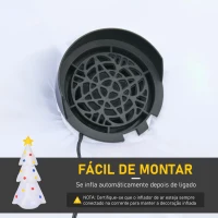 HOMCOM Árvore de Natal Inflável 158cm de Altura com Luzes LED e Inflador Decoração de Natal para Interiores Exteriores 67x61x158cm Branco(m-6)