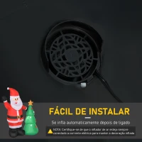 HOMCOM Pai Natal Inflável com Árvore de Natal com 3 Luzes LED e Inflador Elétrico Decoração de Natal para Exteriores Interiores 124x62x150cm Multicor(m-6)
