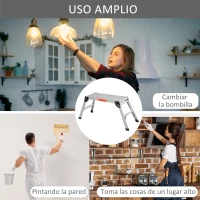 HOMCOM Banco Plegable Plataforma de Trabajo Escalera de Aluminio 150Kg Escalon Taburete(m-6)