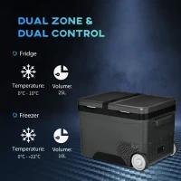 Outsunny Frigider Portabil Electric cu Compresor de 45L, cu Maner Telescopic si Roti, Frigider Mic de 12/24V DC si 110V AC(m-4)
