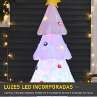 HOMCOM Árvore de Natal Inflável 122cm de Altura com Luzes LED e Inflador Decoração de Natal para Interiores Exteriores 60x51x122cm Branco(m-4)