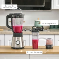 HOMCOM Blender Electric Multifunctional 4 in 1 Smoothie Maker si Masina de Tocat cu Pahar de 1.5L(m-6)
