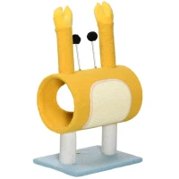 PawHut Árvore Arranhador para Gatos Postes com Forma de Caranguejo com Orifício e Bolas Divertidas 40x29x72cm Amarelo(m-10)