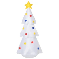 HOMCOM Árvore de Natal Inflável 158cm de Altura com Luzes LED e Inflador Decoração de Natal para Interiores Exteriores 67x61x158cm Branco(m-11)