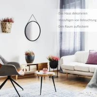 HOMCOM Lustro okrągłe z dekoracyjnym zawieszeniem 50 cm x 50 cm x 2,2 cm Srebrny + Czarny(m-4)