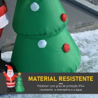 HOMCOM Pai Natal Inflável com Árvore de Natal com 3 Luzes LED e Inflador Elétrico Decoração de Natal para Exteriores Interiores 124x62x150cm Multicor(m-5)