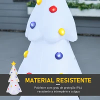 HOMCOM Árvore de Natal Inflável 158cm de Altura com Luzes LED e Inflador Decoração de Natal para Interiores Exteriores 67x61x158cm Branco(m-5)
