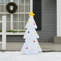 HOMCOM Árvore de Natal Inflável 122cm de Altura com Luzes LED e Inflador Decoração de Natal para Interiores Exteriores 60x51x122cm Branco(m-10)