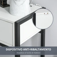 HOMCOM Tavolo Consolle per Ingresso con 2 Cassetti, Piano d'appoggio in Legno Bianco e Gambe in Metallo Nero 120x34x81cm(m-5)