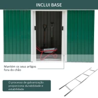 Outsunny Abrigo de Jardim 280x130x172cm Abrigo de Exterior de Aço Galvanizado com Porta Corredeira e Ventilações Verde(m-7)