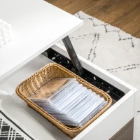 HOMCOM Mesa de Centro Elevable con Almacenamiento Oculto y Cajón para Oficina Estudio 100x50x49-62 cm Blanco y Roble(m-9)