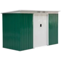 Outsunny Abrigo de Jardim 280x130x172cm Abrigo de Exterior de Aço Galvanizado com Porta Corredeira e Ventilações Verde(m-1)