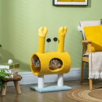 PawHut Árvore Arranhador para Gatos Postes com Forma de Caranguejo com Orifício e Bolas Divertidas 40x29x72cm Amarelo(m-2)