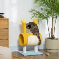 PawHut Árvore Arranhador para Gatos Postes com Forma de Caranguejo com Orifício e Bolas Divertidas 40x29x72cm Amarelo(m-4)