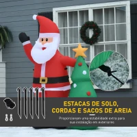 HOMCOM Pai Natal Inflável com Árvore de Natal com 3 Luzes LED e Inflador Elétrico Decoração de Natal para Exteriores Interiores 124x62x150cm Multicor(m-7)