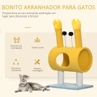 PawHut Árvore Arranhador para Gatos Postes com Forma de Caranguejo com Orifício e Bolas Divertidas 40x29x72cm Amarelo(m-5)