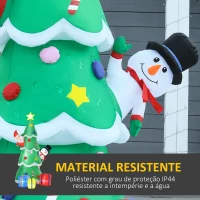 HOMCOM Árvore de Natal Inflável 180cm com Luzes LED Decoração de Pai Natal Boneco de Neve e Presentes com Inflador para Interior e Exterior 115x105x180cm Verde(m-5)