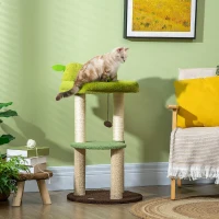 PawHut Árvore Arranhador para Gatos com Cama em Forma de Abacate Plataforma Postes de Sisal e Bola Suspensa Ø44x83cm Verde(m-2)