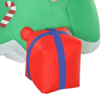 HOMCOM Árvore de Natal Inflável 180cm com Luzes LED Decoração de Pai Natal Boneco de Neve e Presentes com Inflador para Interior e Exterior 115x105x180cm Verde(m-9)