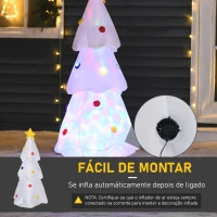 HOMCOM Árvore de Natal Inflável 122cm de Altura com Luzes LED e Inflador Decoração de Natal para Interiores Exteriores 60x51x122cm Branco(m-6)