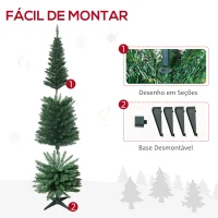 HOMCOM Árvore de Natal Artificial 180cm Ignífugo com 390 Pontas de Ramo PVC e Suporte de Metal Decoração de Natal para Interiores Fácil de Montar Verde(m-7)