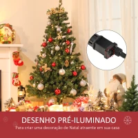 HOMCM Árvore de Natal Artificial com 490 Ramos 170 Luzes LED e Base Dobrável de Metal para Interior Ø75x150 cm Verde(m-6)