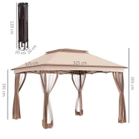 Outsunny Paviljoen met zijwanden partytent tuintent popup 3,25 x 3,25 m khaki(m-3)