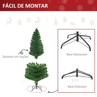 HOMCOM Árvore de Natal 180 cm Árvore de Natal Artificial com Luzes LED Fibra Óptica 230 Ramos de PVC e Suporte Metálico Ø82x180 cm Verde(m-7)