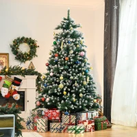 HOMCOM Árvore de natal de 210 cm 2012ramos com Suporte Metálico Árvore de Natal de ponta branca artificial Realista para interiores Φ130x210 cm(m-2)