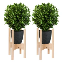 Set van 2 plantenstandaards voor buiten massief dennenhout natuurlijke kleur 18 x 18 x 35,4 cm(m-11)