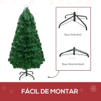 HOMCOM Árvore de Natal 120 cm Árvore de Natal Artificial com 130 Ramos 16 Luzes LED e Fibra Óptica Ø60x120 cm Verde(m-8)