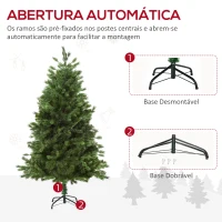 HOMCOM Árvore Artificial de Natal com Base Dobrável 696 Galhos PE Tridente e PVC Individual Árvore de Natal Decorativa Exterior Interior Φ90x180 cm Verde(m-8)