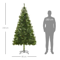 HOMCOM Árvore de Natal 210cm Árvore de Natal Artificial com 505 Ramos e Suporte Metálico Ø90x210cm Verde(m-3)