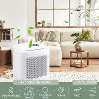 HOMCOM Desumidificador Elétrico 2200ml 10L/dia Silencioso Controlo com APP e Wifi 6 Modos Ecrã LED e Rodas 28x24x50cm Branco(m-6)