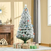 HOMCOM Árvore de Natal 180 cm Árvore de Natal Artificial com Aspecto Nevado Base de Metal 32 Luzes LED e 230 Ramos Ø82x180 cm Verde(m-10)