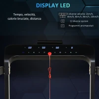 HOMCOM Tapis Roulant Elettrico Pieghevole Salvaspazio con 2 Ruote, 12 Programmi e Chiave di Sicurezza, per Casa e Ufficio, Max 12km/h(m-4)