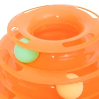 PawHut wieża do zabawy dla kotów, zabawka, zabawka z torem i kulką, bączek z 3 piłkami, 3 poziomy(m-7)