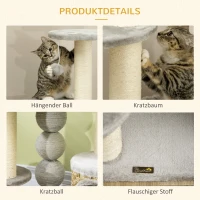 PawHut kattenboom met kattengrot, hangmat en 3 krabpalen 60 cm x 40 cm x 115,5 cm lichtgrijs(m-6)