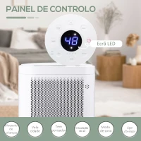 HOMCOM Desumidificador Elétrico 2200ml 10L/dia Silencioso Controlo com APP e Wifi 6 Modos Ecrã LED e Rodas 28x24x50cm Branco(m-8)