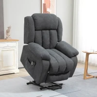 HOMCOM Oversized Riser and Recliner Chairs for the Elderly with 8 Vibration Massage, Large Fabric Upholstered Lift Chair for Living Room with Remote Control, Side Pocket, Footrest, Dark Grey(m-2)