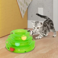 PawHut Spielturm Katzenspielzeug mit 3 Bällen tierfreundlicher Kunststoff grün 25 x 16 x 13cm(m-10)