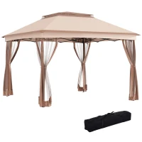 Outsunny Paviljoen met zijwanden partytent tuintent popup 3,25 x 3,25 m khaki(m-1)