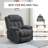 HOMCOM Oversized Riser and Recliner Chairs for the Elderly with 8 Vibration Massage, Large Fabric Upholstered Lift Chair for Living Room with Remote Control, Side Pocket, Footrest, Dark Grey(m-7)
