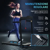 HOMCOM Tapis Roulant Elettrico Pieghevole Salvaspazio con 2 Ruote, 12 Programmi e Chiave di Sicurezza, per Casa e Ufficio, Max 12km/h(m-7)