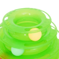 PawHut kattenspeeloren rotonde met ballen speelgoed ballenbaan 3 niveaus 2 kleuren(m-6)