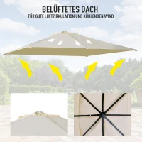 Outsunny partytentdak, vervangend dak voor partytent, partytentafdekking, polyester bescherming tegen de zon, beige 3 x 3 m(m-6)