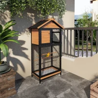 PawHut Wood & Steel Bird Cage, with Standing Pole, Nest and Slide-Out Tray - Natural Finish(m-2)