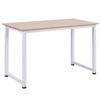 HOMCOM Scrivania Moderna per Computer con Gambe Regolabili e Struttura in MDF e Metallo, Tavolo da Pranzo 120x60x76 cm, Bianco e color Legno(m-1)