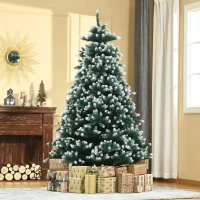 HOMCOM Árvore de natal de 210 cm 2012ramos com Suporte Metálico Árvore de Natal de ponta branca artificial Realista para interiores Φ130x210 cm(m-10)